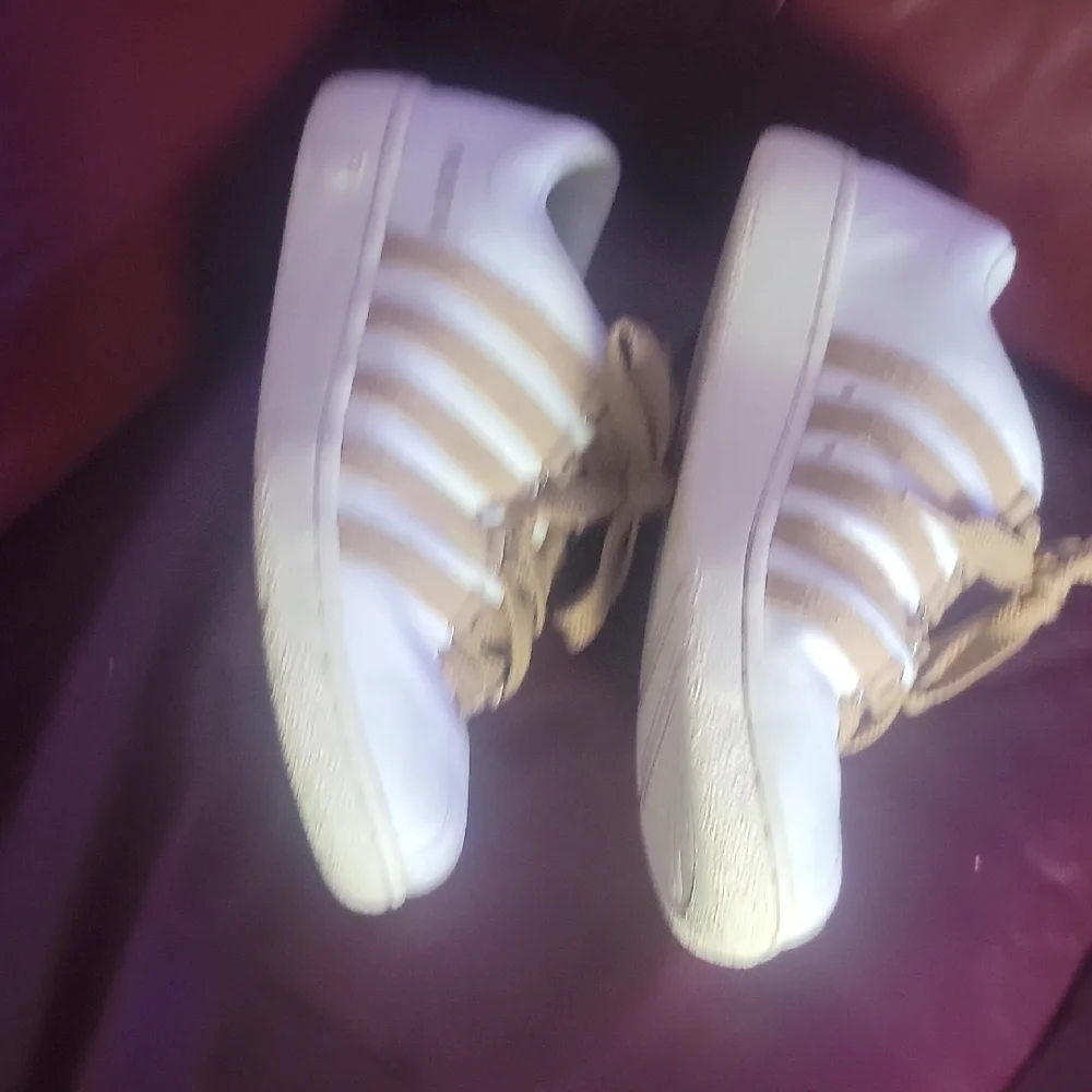 K-Swiss White and Brown Athletic Shoes.